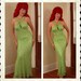 GLITTERING Mermaid 1950's Style Hourglass Bias-Cut Silk Chiffon Fully Hand Beaded & Sequined Long Mermaid Gown w/ Halter Keyhole Neckline