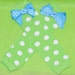 Polka Dot Leg Warmers with Sewn on Bow in Lime Green