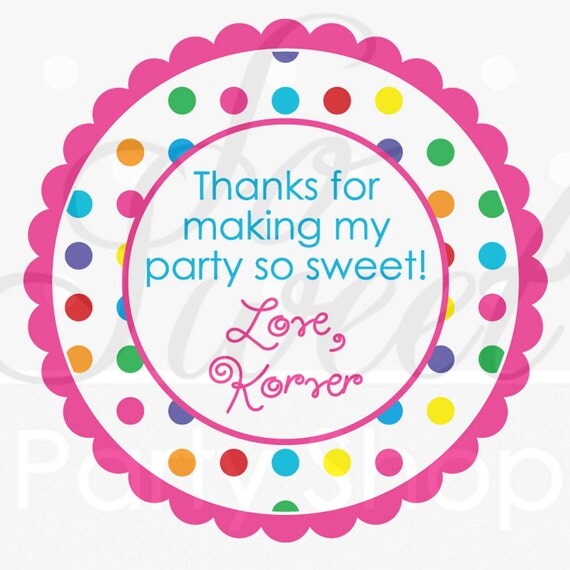 24 Personalized Birthday Stickers - Colorful Polkadots - Birthday Party Decorations Il_570xn