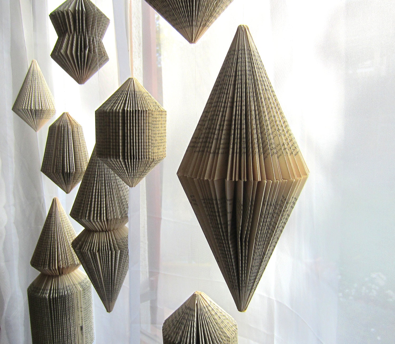 hanging book sculpture bicone folded books hanging book sculpture bicone folded books