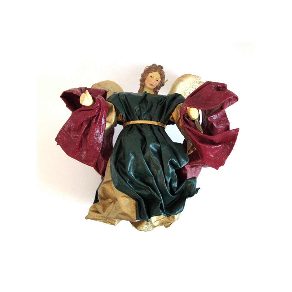 Vintage Paper Mache Angel Ornament Christmas Tree Topper