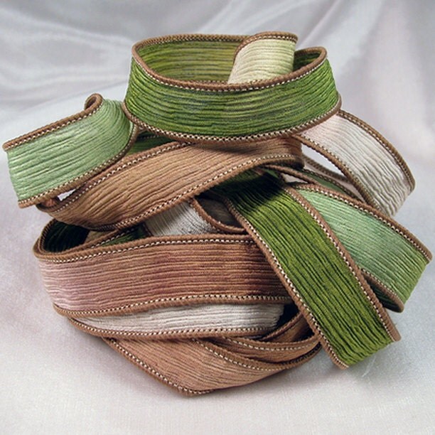 Hand Dyed Silk Ribbon Crinkle Hand Painted Silk Jewelry
