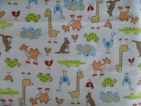 Baby Flannel Fabric..Jungle Animals or Safari by TinyHomeTreasures