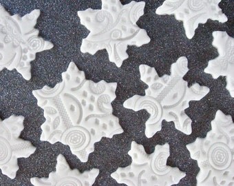 12 Snowflake Fondant Decorations (EDIBLE)
