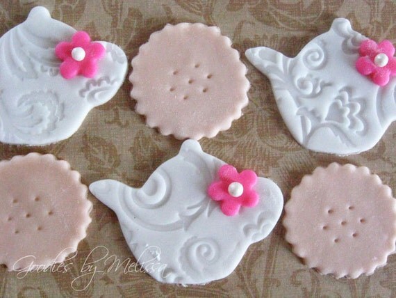 12 fondant tea and cookie decorations (EDIBLE) Il_570xn