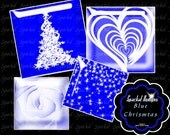 Blue Christmas Square Images Instant Download Tile Images, Digital Collage Sheets, Christmas tree clipart images Il_170x135