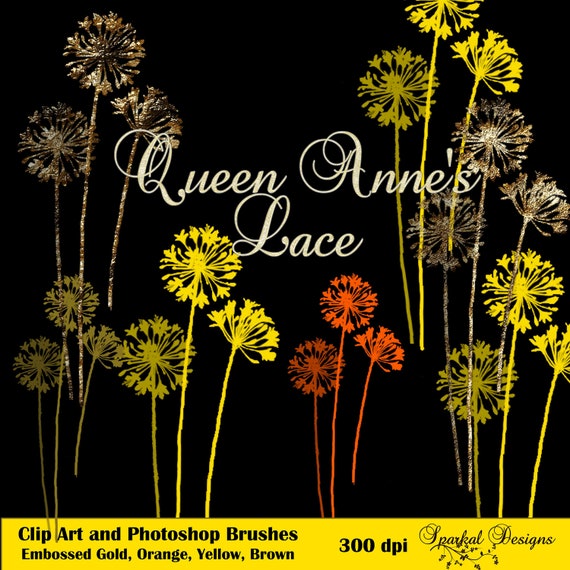 Photoshop Brush Vintage Queen Annes Instant Download Lace Wedding Digital Scrapbooking Flourish, Embossed Gold and Clip Art L1511 Il_570xn
