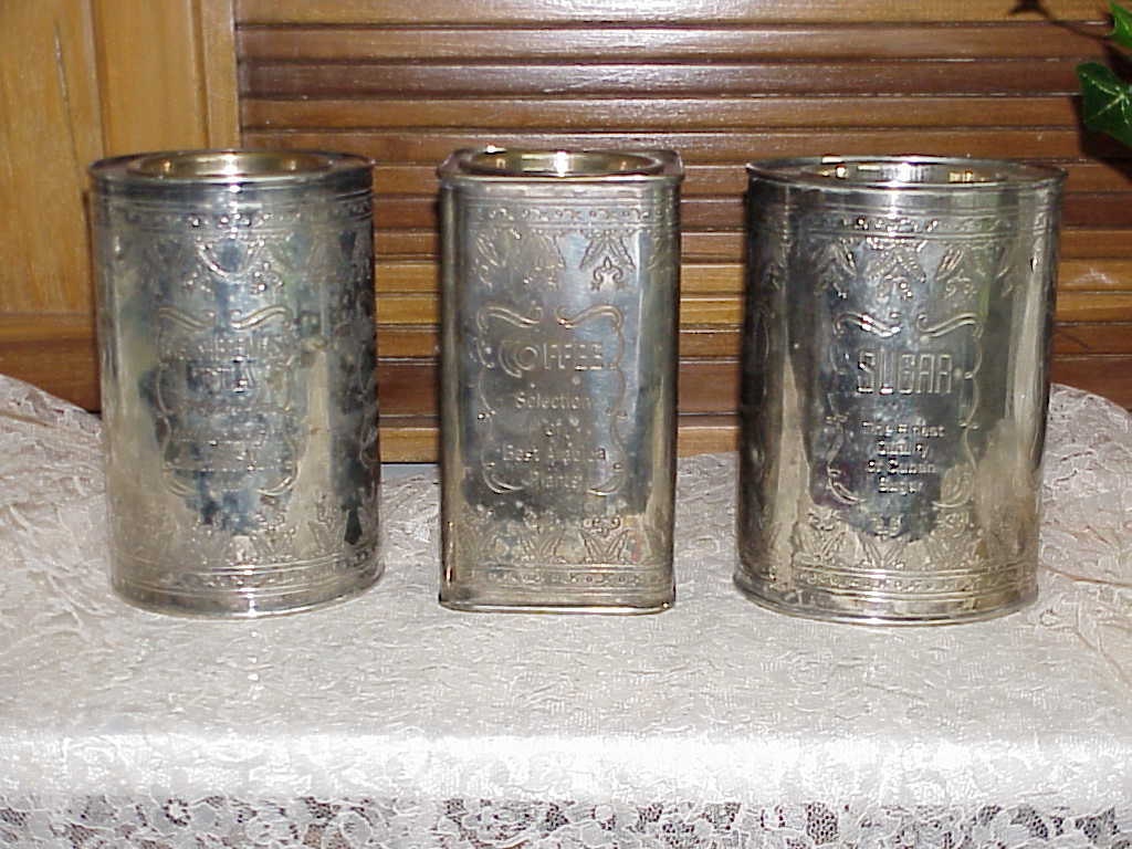 Vintage Silver Canister Set Coffee..Tea..Sugar