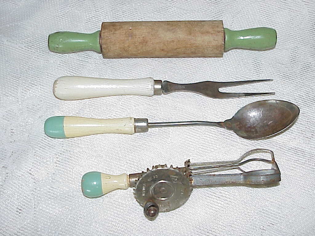 4 Vintage Children's Kitchen Utensils 1950