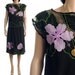 Vintage 80s Cutwork Top - Black Floral Crochet Embroidered Mesh Blouse - XS / S / M