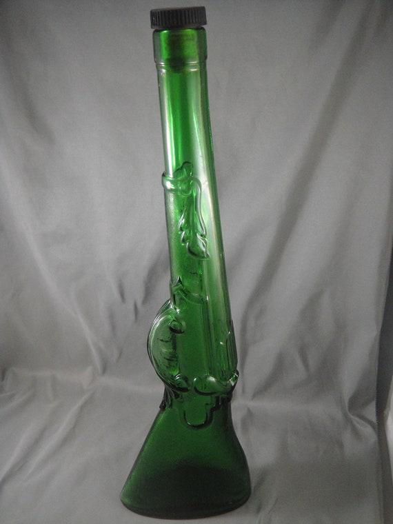 Gun Shaped Bottle Vintage Green Glass