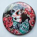 2.25 inch Pocket Mirror - Dia De Los Muertos Praying Sugar Skull Gypsy