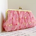 Gathered pink lace clutch purse. Silk and lace clutch bag. Lace fashion