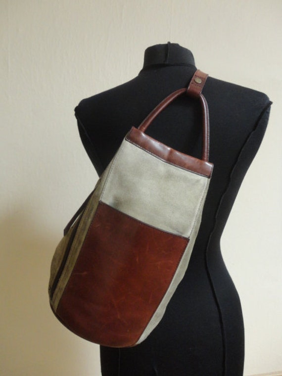 Vintage Authentic Suede and Leather Sling bucket shoulder bag