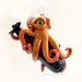 NEW - Octopus vs. Submarine - Pink, Gold and Black - Miniature Sculpture - Charm Pendant Ornament