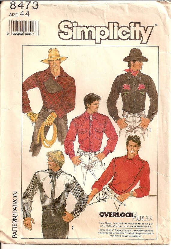 Mens Western Shirt Vintage Sewing Pattern Simplicity 8473