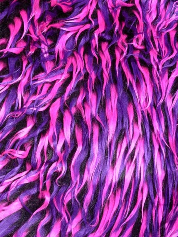 Multi Color Hot Pink Purple and Black Faux Fur by everafterfabrics