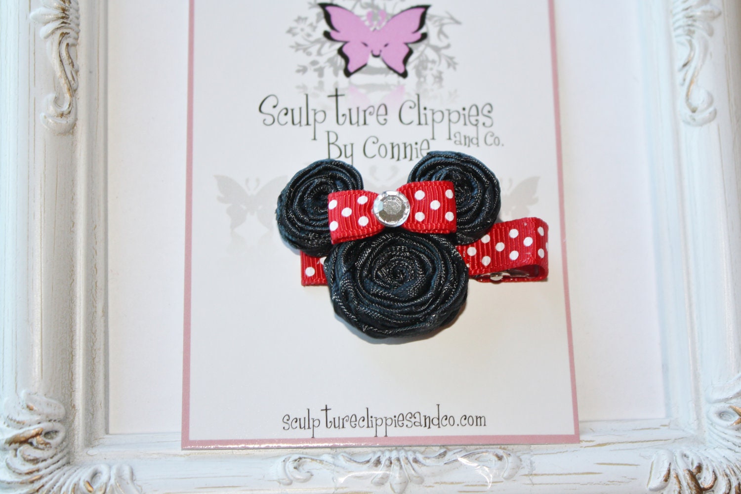 Red Inspired Solid Minnie Mouse Ribbon Sculpture Bows. Red