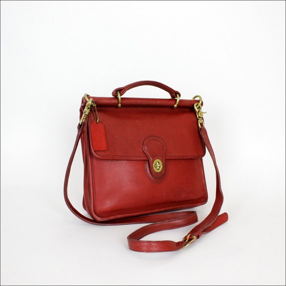 Coach willis bag / vintage crimson red leather Coach satchel