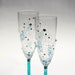 Toasting Flutes Hand Painted Aqua Turquoise Swarovski Designed Set of 2
