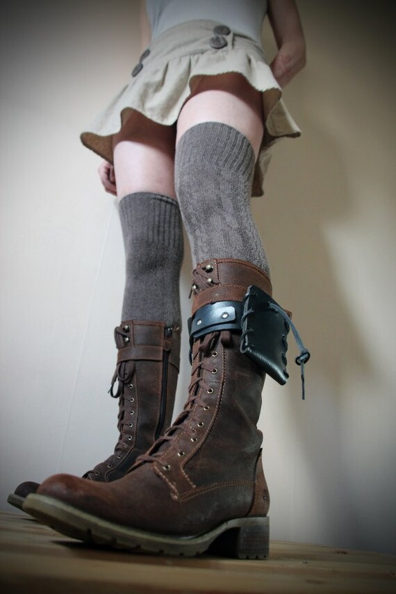 Unisex Real Leather Boot Garter with pocket by Vontoon on Etsy