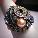 Vintage Hollycraft Sapphire Pearl Aquamarine Ring Sgned ON SALE