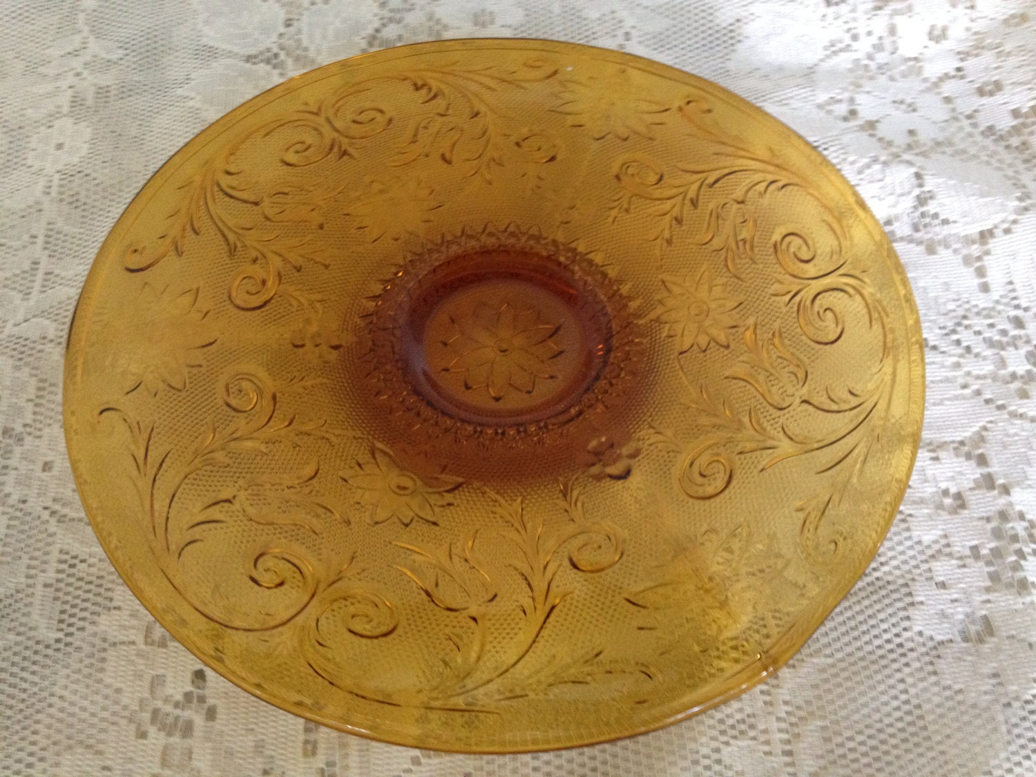 Platter Tiara Indiana Glass Sandwich Amber