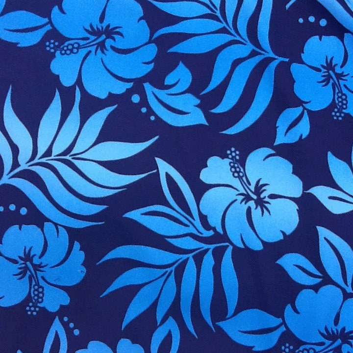 Floral Hawaiian Fabric with Hibiscus and Palms One Yard
