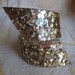 Vintage 1950 Gold Confetti Glitter Clamper Lucite Bracelet