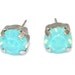 Swarovski Pacific Opal Blue Green Silver Plated Round Rhinestone Post Earrings - Bridal, Bridesmaid Earrings, Wedding, Beach