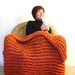 Pumpkin Orange Chunky Knit Throw Blanket - Great Housewarming Present or Wedding Gift