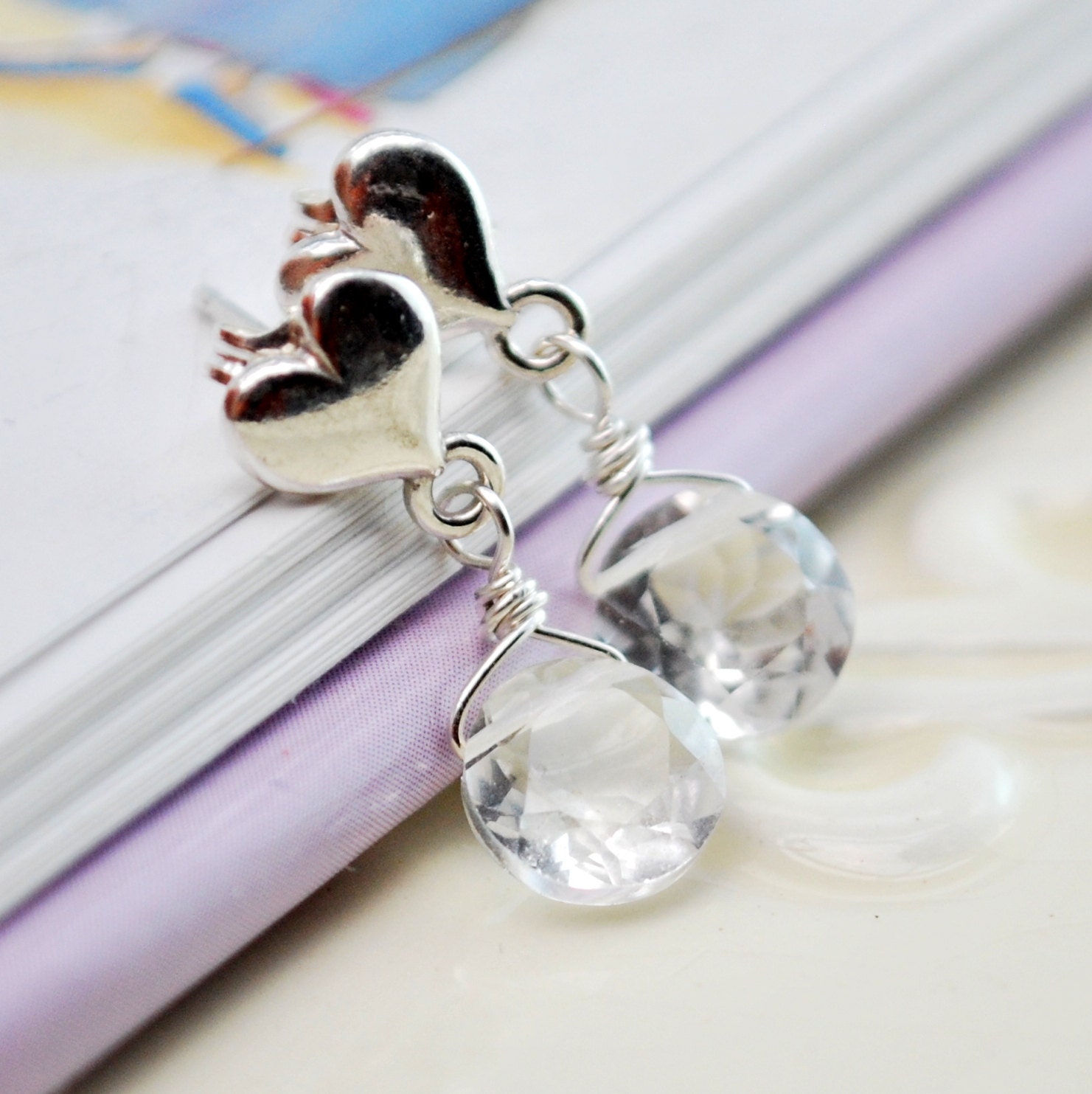 April Birthstone Earrings Child Children Girl Crystal Quartz