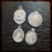 Antique set of 4 French Sterling Silver Religious Medals - Instant collection of rare vintage pendants