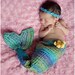 Baby Mermaid Diaper Cover/Headband Photo Prop Set - Ocean Blue