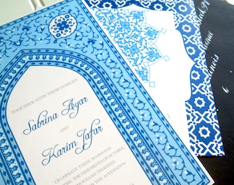 Wedding Invitations - Blue Moroccan Collection