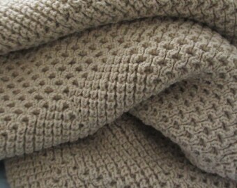 Knitted Afghan, Throw Blanket, Stone