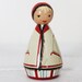 SALE Vintage Wooden Doll Wood Woman Female Salvo Traditional red cream blue
