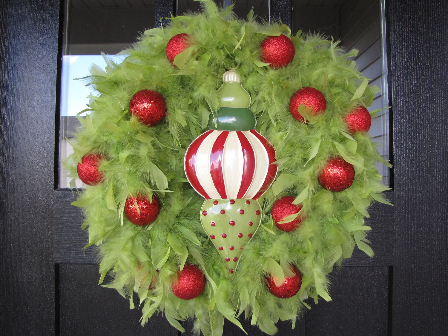 christmas wreath lime green feather wreath with red christmas wreath lime green feather wreath with red