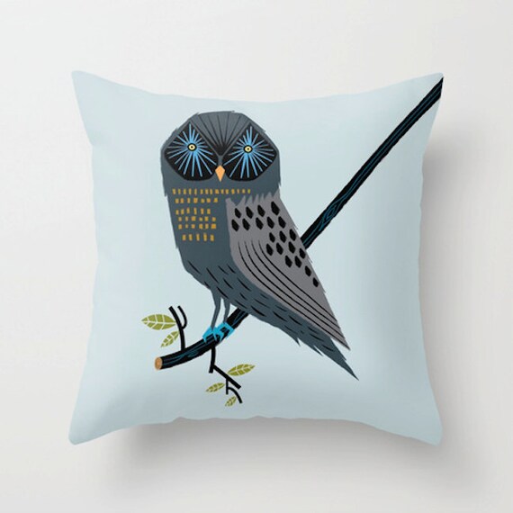 The Perching Owl - Throw Pillow / Cushion Cover (16" x 16") iOTA iLLUSTRATION