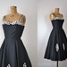 1950s Party Dress / 50s Circle Skirt Shelf Bust Applique Dress / Marc-El Miami