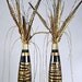 Black and Gold African Floral Arrangements, Two Black and Gold Zebra Mosaic Vases with Matching Faux Feathers
