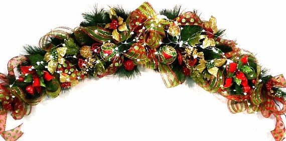 mantel garland christmas centerpiece swag lux custom red lime mantel garland christmas centerpiece swag lux custom red lime