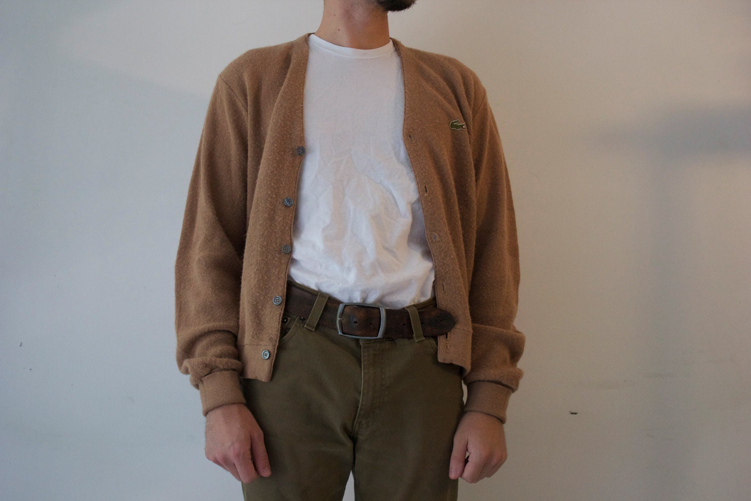 Vintage Brown Lacoste Cardigan by Rosewoodclothingco on Etsy