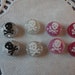 Kawaii mini mini glitter round skull cabochons 8 pcs