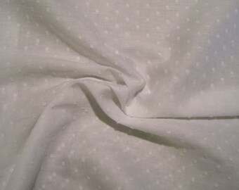 White on White Pure Cotton Dotted Swiss Fabric--One Yard