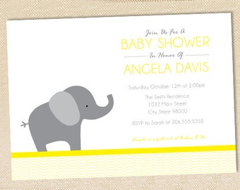 Elephant Baby Shower invitation - set of 12