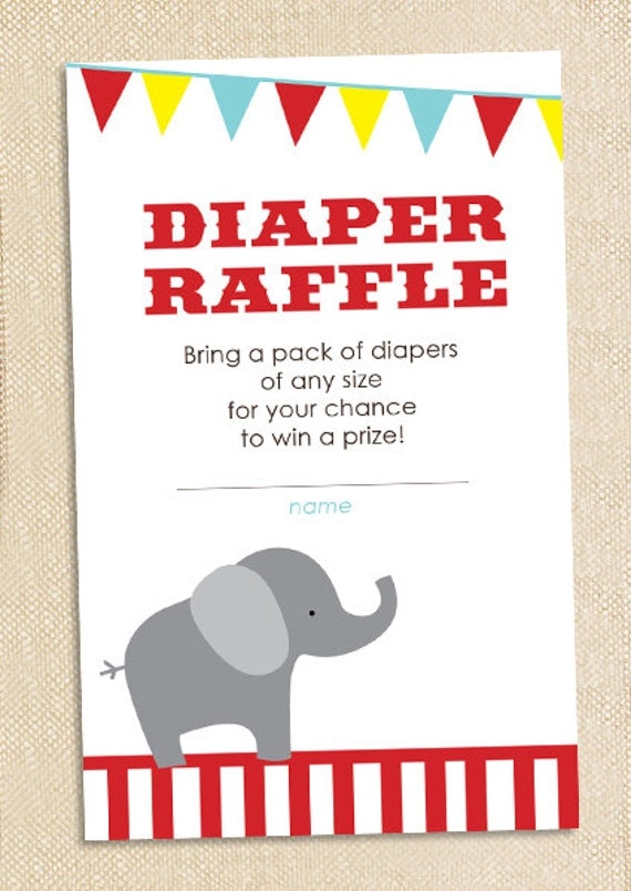 Diaper Raffle Tickets - elephant Circus- set of 12 Il_570xn