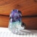 Gemstone Fluorite Point on Silver Plated Adjustable Ring Band Green - Transparent - Double Terminated - Semi Precious