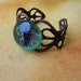 Steampunk Gothic GLOW UV - Ring - Dragon Evil Eye - Strange Green - OOAK - dark macabre creepy hand painted - one of a kind 12mm