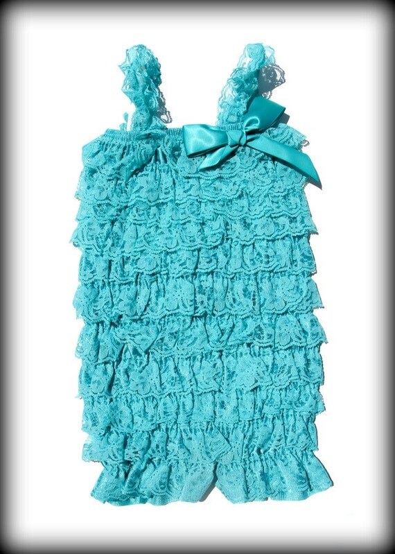 Petti lace romper, Jade Blue petti romper, ruffle romper, lace petti romper,romper,lace romper,VISIT our SHOP. by ThinkPinkBows